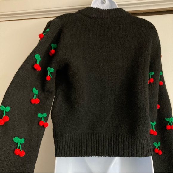 Farm Rio Black Cherry Adorned Crewneck Pullover Sweater, Sz M *See Description* - Picture 14 of 16
